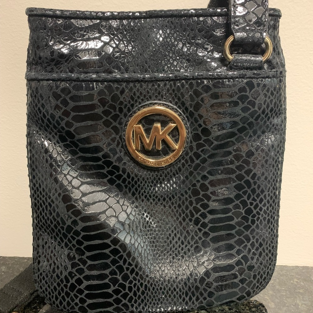 Michael Kors small black snakeskin crossbody